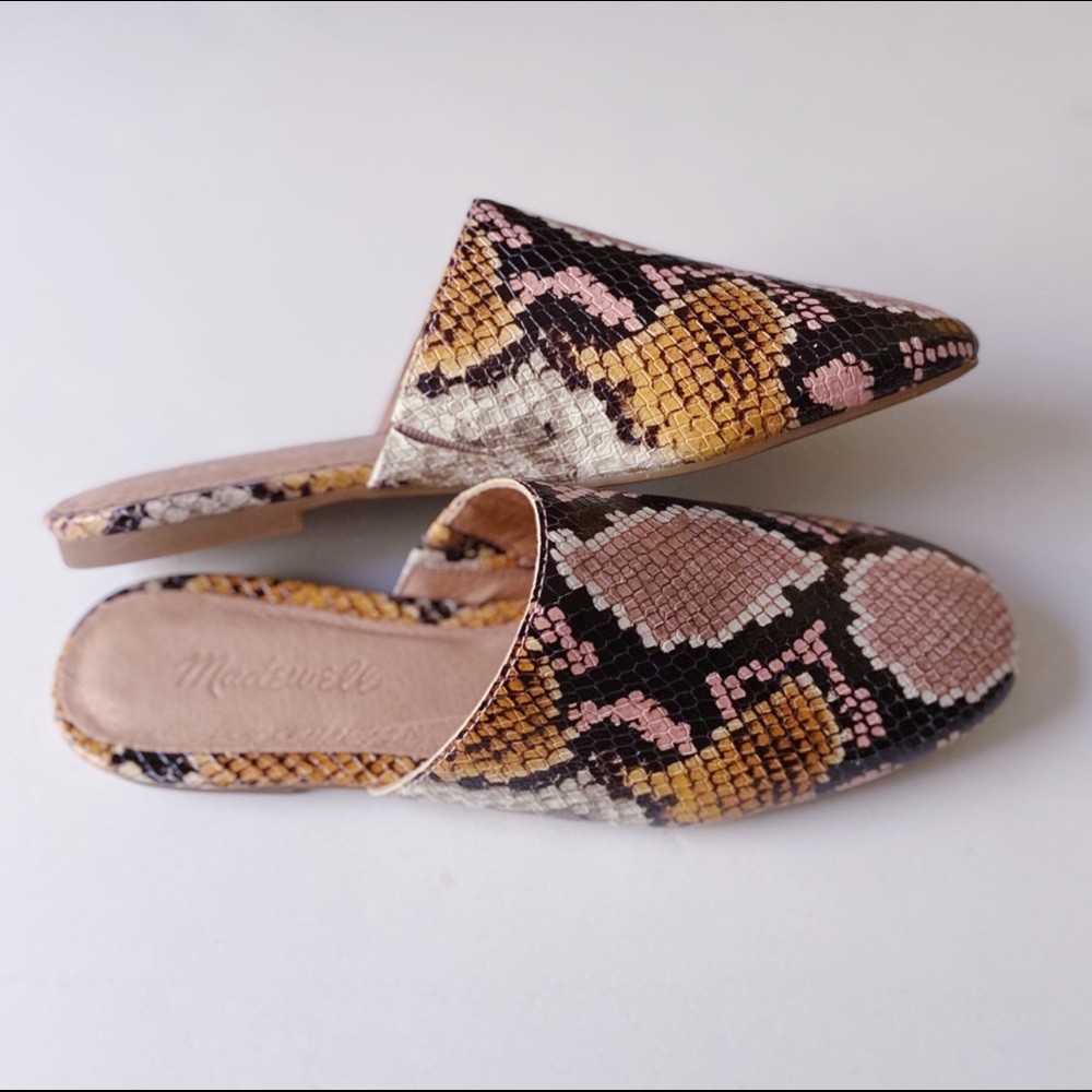 Madewell Snakeskin Cory Mules size 6